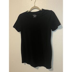 Time and Tru Maternity Black Knit Crew Neck Short Sleeve T-Shirt M (8-10)